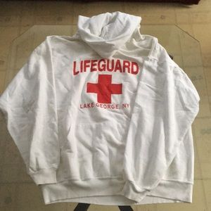 Large White Lake George, NY Lifeguard hoodie
